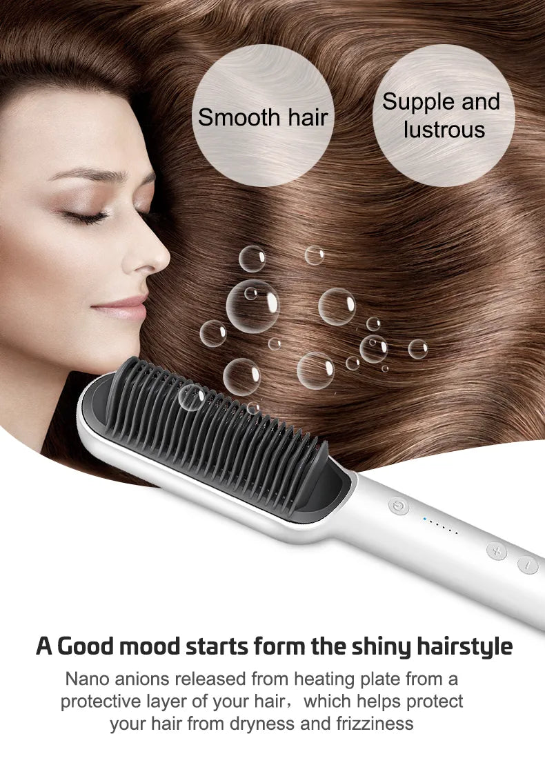 Electric Hair Straightening Comb – Fast & Safe Styling Brush image 3