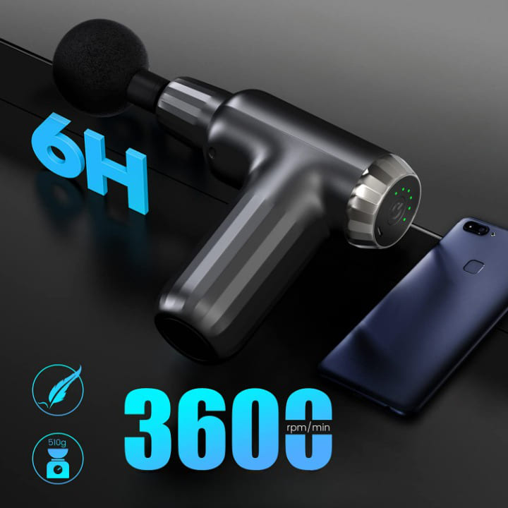 Muscle Massage Gun FH-820 – 6 Vibration Modes & 4 Heads, Deep Tissue Relief image 4