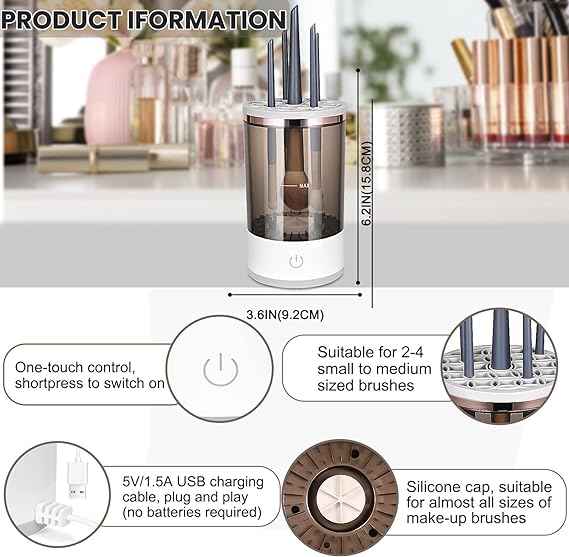 Automatic Multi Brush Cleaner – Sonic Vibration Makeup Brush Washer image 6