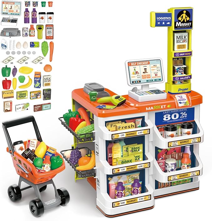 Supermarket Play Set for Kids (60 pcs) – Shop, Scan & Play image 3