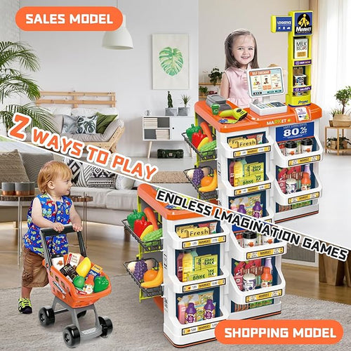 Supermarket Play Set for Kids (60 pcs) – Shop, Scan & Play