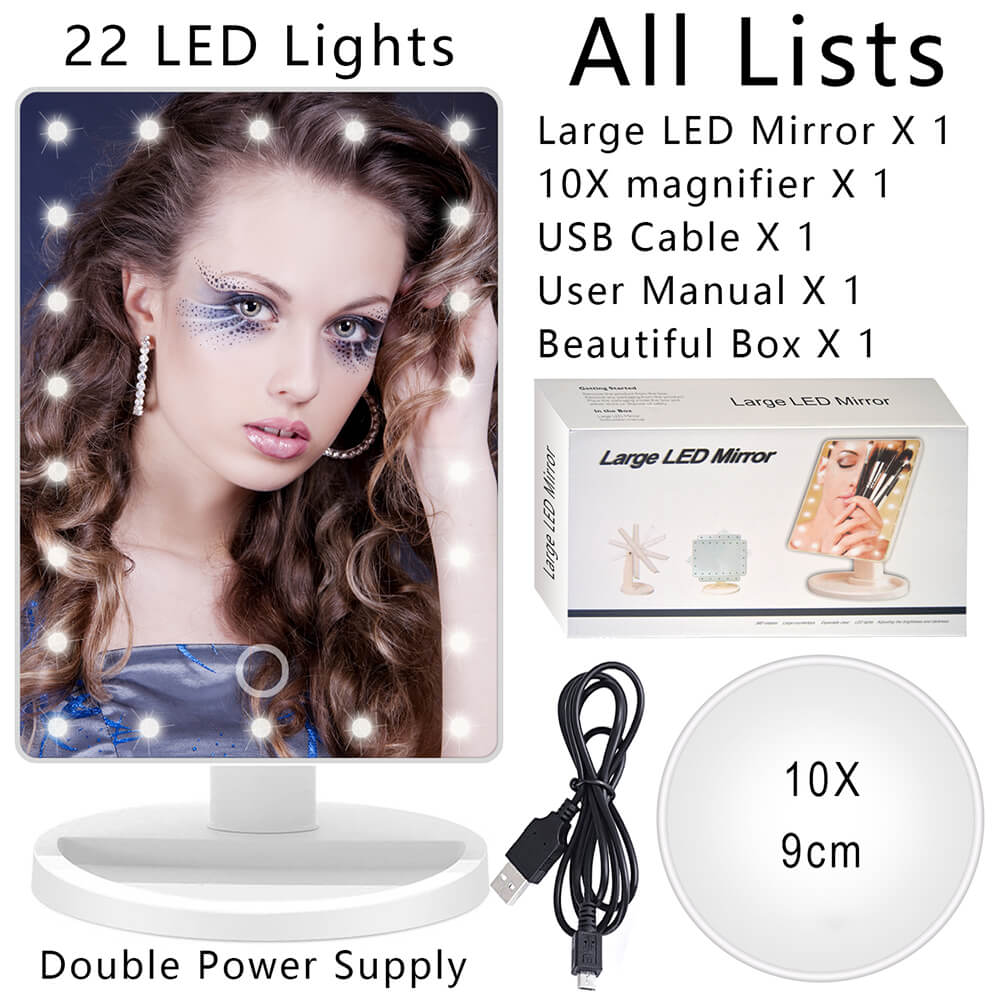 Large LED Makeup Mirror – 360° Rotating Light image 3