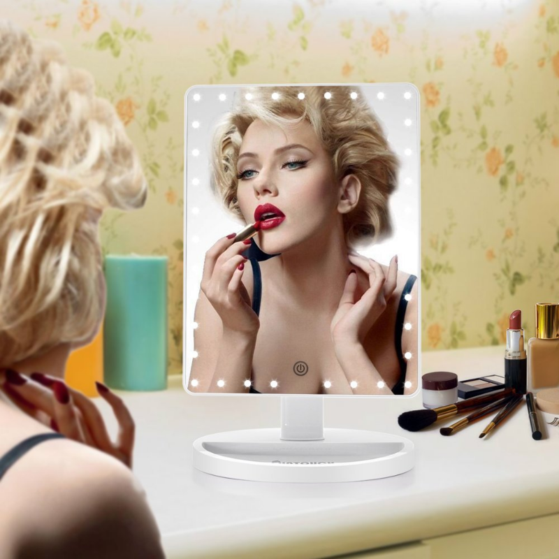 Large LED Makeup Mirror – 360° Rotating Light image 2