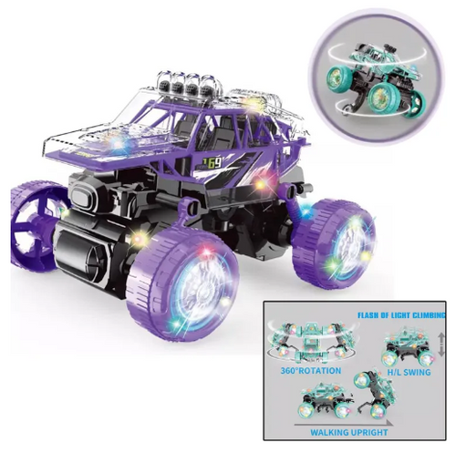Double-Sided 360° RC Stunt Car Toy with Lights & Music – Rechargeable Remote Control Car