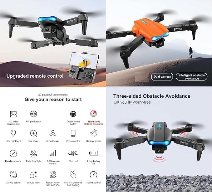 E99 Foldable Drone with Camera – 720p HD, 360° Flips & LED Lights image 5