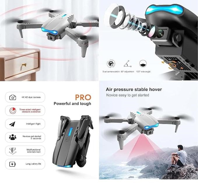 E99 Foldable Drone with Camera – 720p HD, 360° Flips & LED Lights image 3