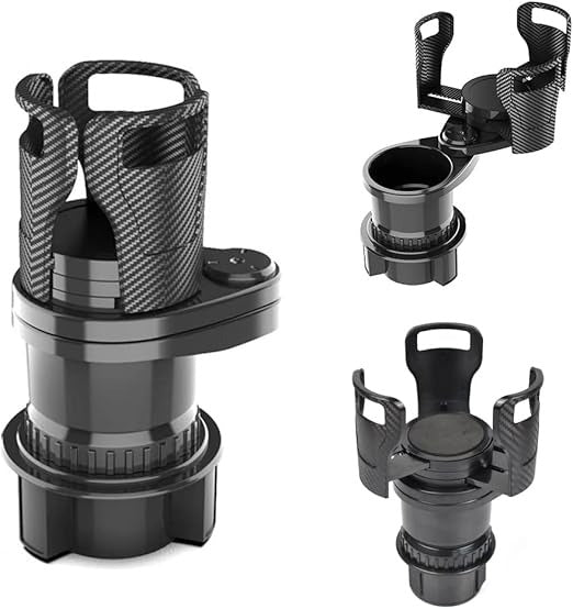 2-in-1 Car Cup Holder Expander | 360° Rotatable Dual Drink & Snack Organizer image 2