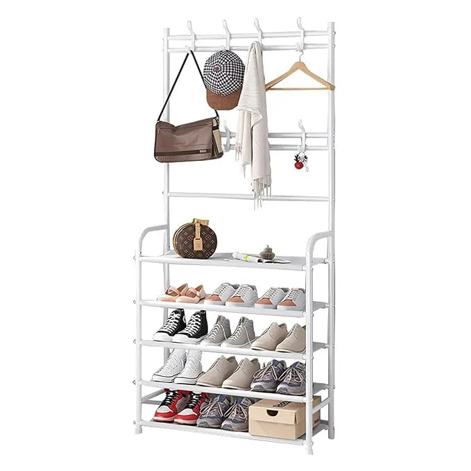 Multi-Functional Shoe & Hat Rack – 4-Tier Metal Shelf with Hooks image 2