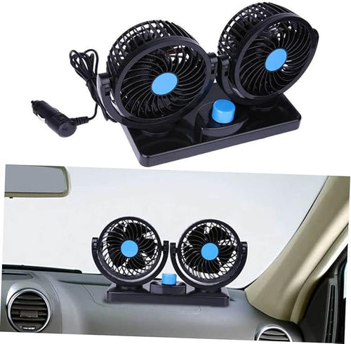 Portable Car Fan | 360° Rotatable Electric Cooling Fan with Adhesive Base & Low Noise