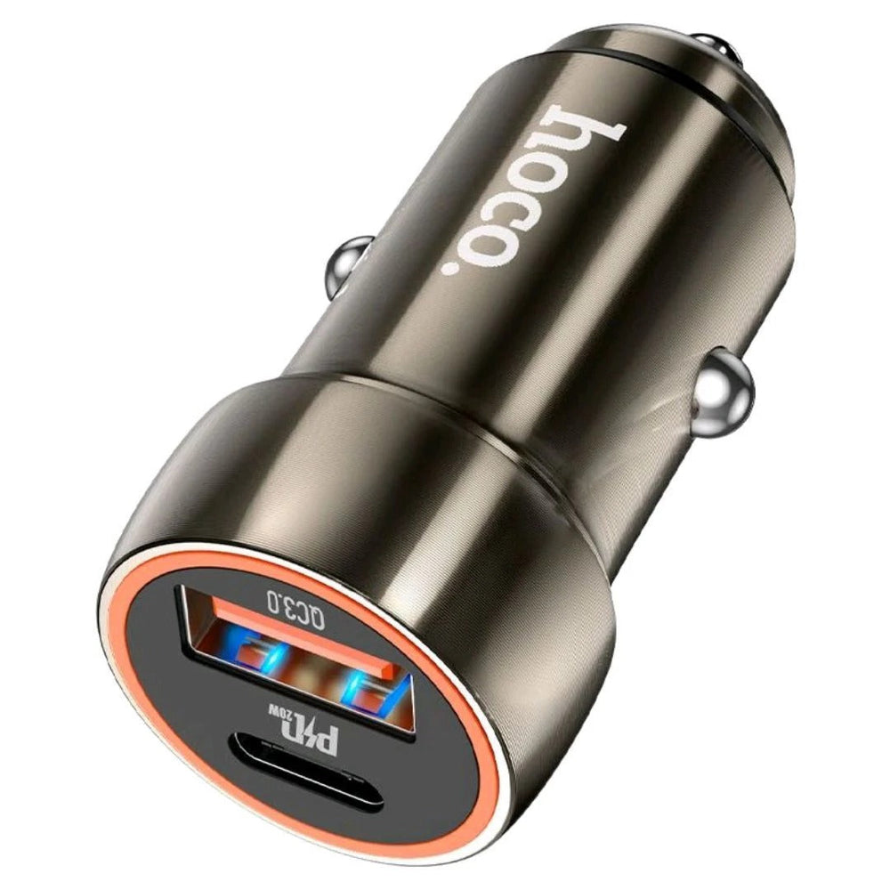 Hoco Blue Whale Car Charger (Z46A) | 20W Type-C + 18W USB Fast Charging Adapter image 3