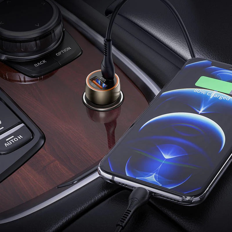 Hoco Blue Whale Car Charger (Z46A) | 20W Type-C + 18W USB Fast Charging Adapter image 4