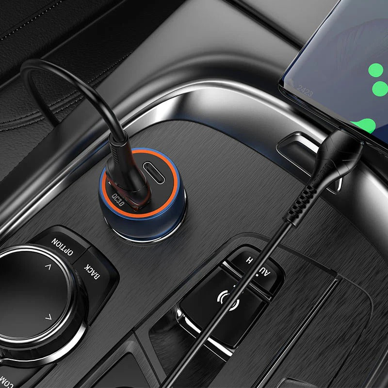 Hoco Blue Whale Car Charger (Z46A) | 20W Type-C + 18W USB Fast Charging Adapter image 2