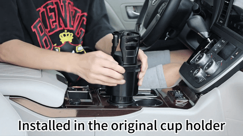2-in-1 Car Cup Holder Expander | 360° Rotatable Dual Drink & Snack Organizer
