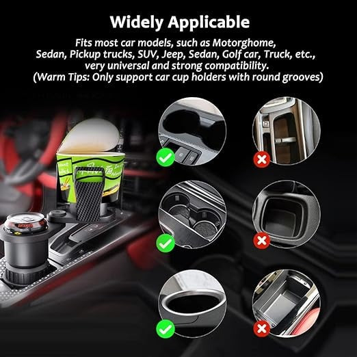2-in-1 Car Cup Holder Expander | 360° Rotatable Dual Drink & Snack Organizer image 4