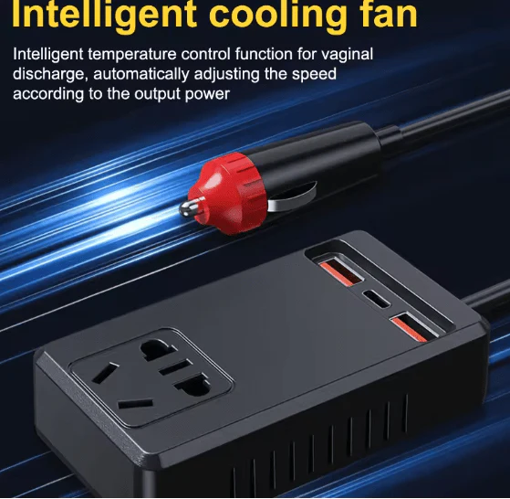 C12 Intelligent Car Power Inverter | 150W AC Converter with USB-A & USB-C Ports image 4