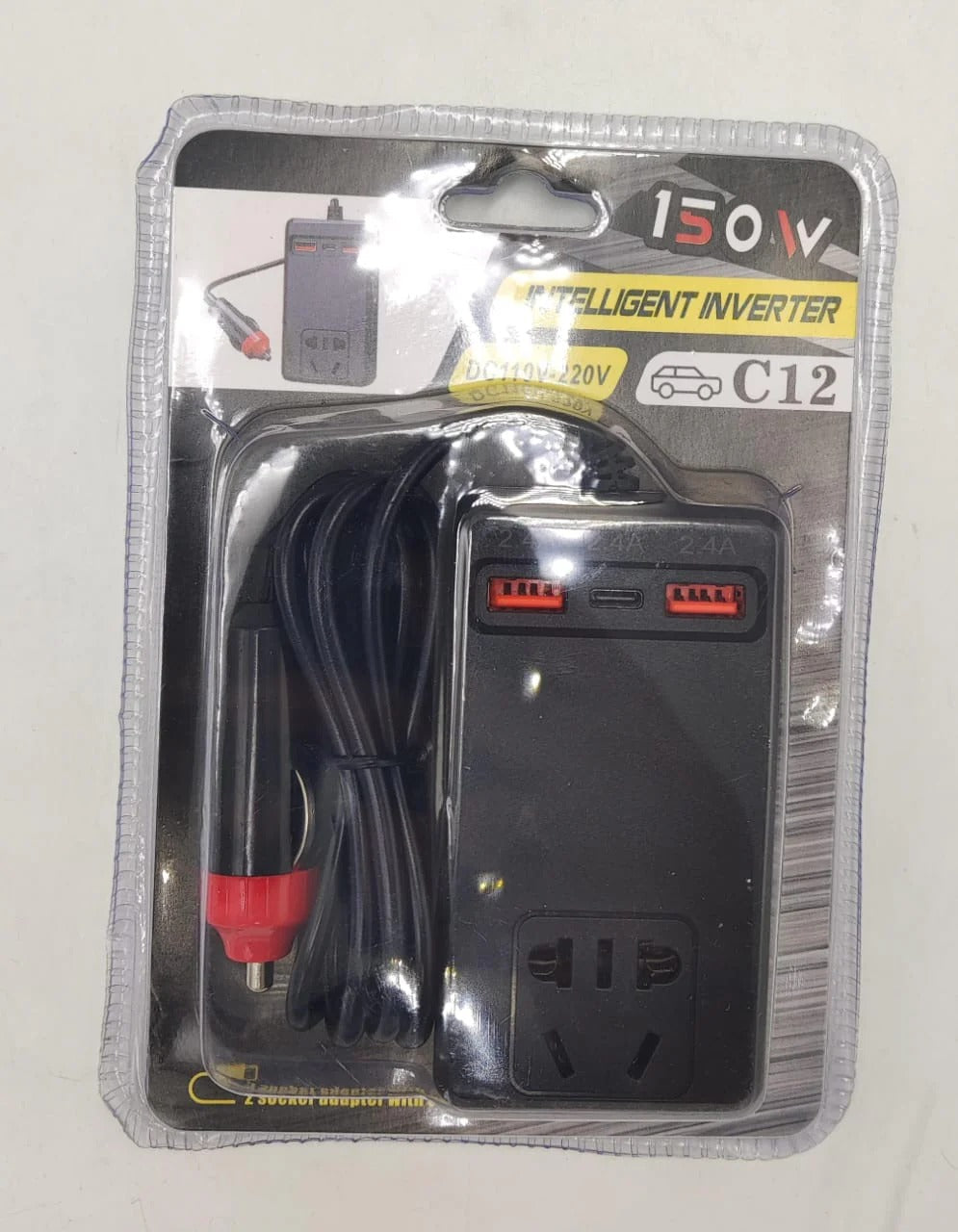 C12 Intelligent Car Power Inverter | 150W AC Converter with USB-A & USB-C Ports image 5