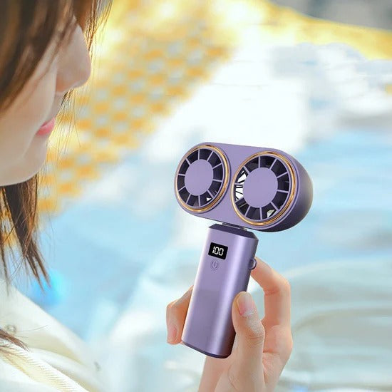USB Handheld Mini Fan – Foldable, Portable & Neck Hanging with 5-Speed & Display Screen image 5